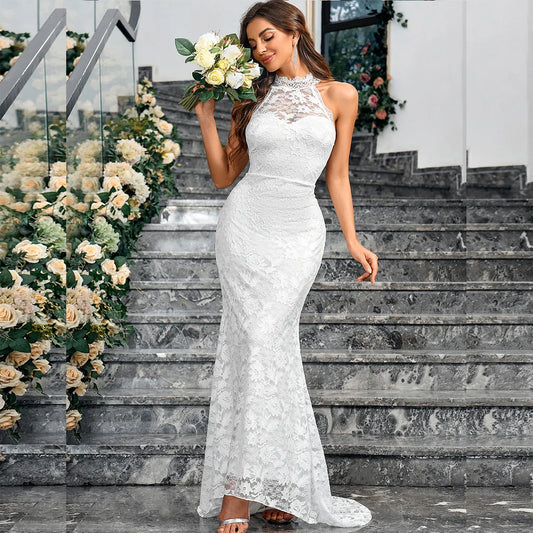 Wedding Dresses - Mermaid Bridal Gown Lace Wedding Dress for Vineyard Nuptials