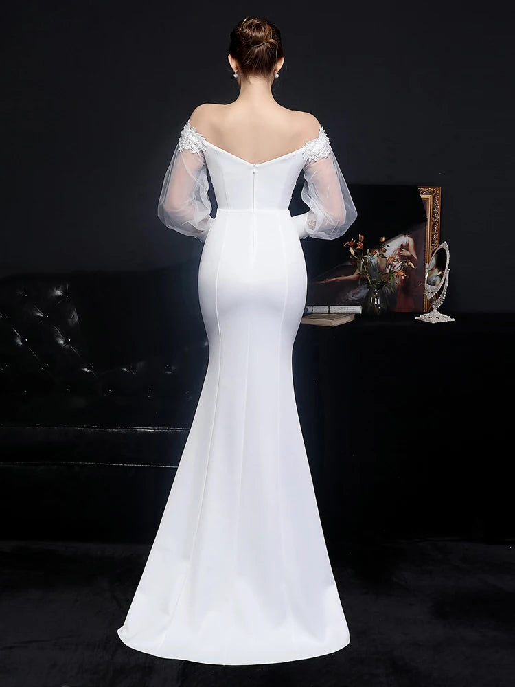 Wedding Dresses - Sweep Train Wedding Mermaid Gown Off-Shoulder Wedding Dress