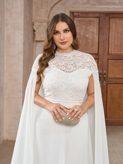 Wedding Dresses - Wedding Dress with Watteau Train Plus Size Bridal Gown