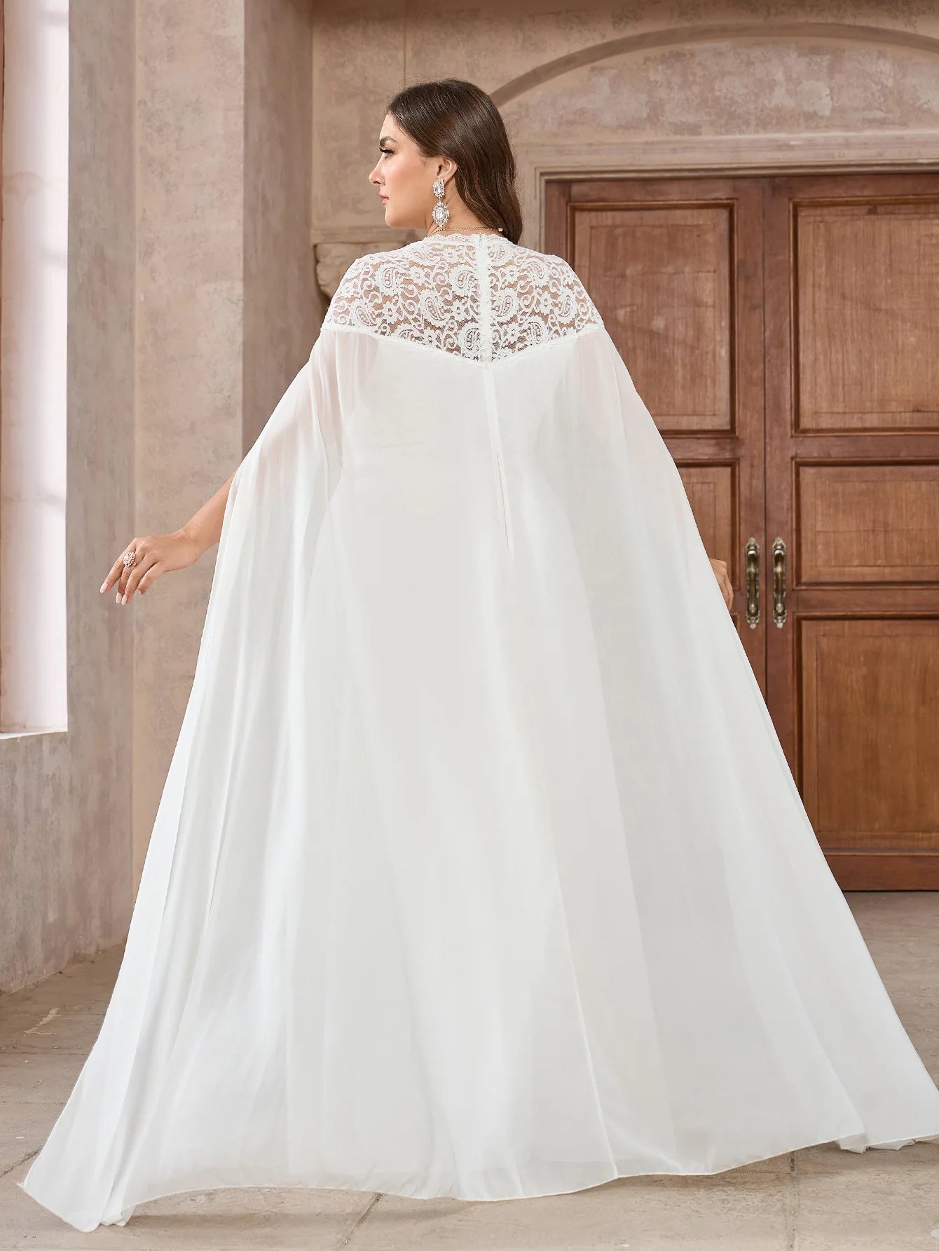 Wedding Dresses - Wedding Dress with Watteau Train Plus Size Bridal Gown