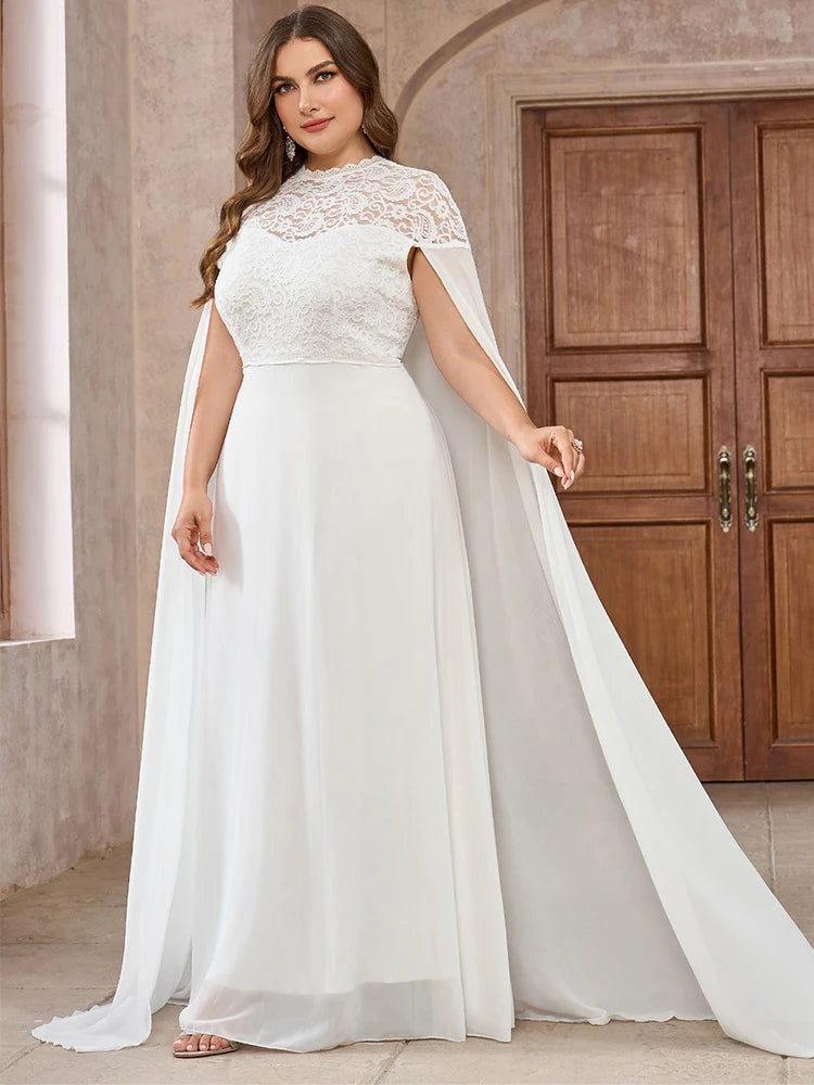 Wedding Dresses - Wedding Dress with Watteau Train Plus Size Bridal Gown