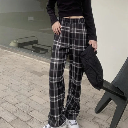 Winter Pants - Plush Lined Plaid Loungewear Pants for Women