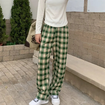 Winter Pants - Plush Lined Plaid Loungewear Pants for Women