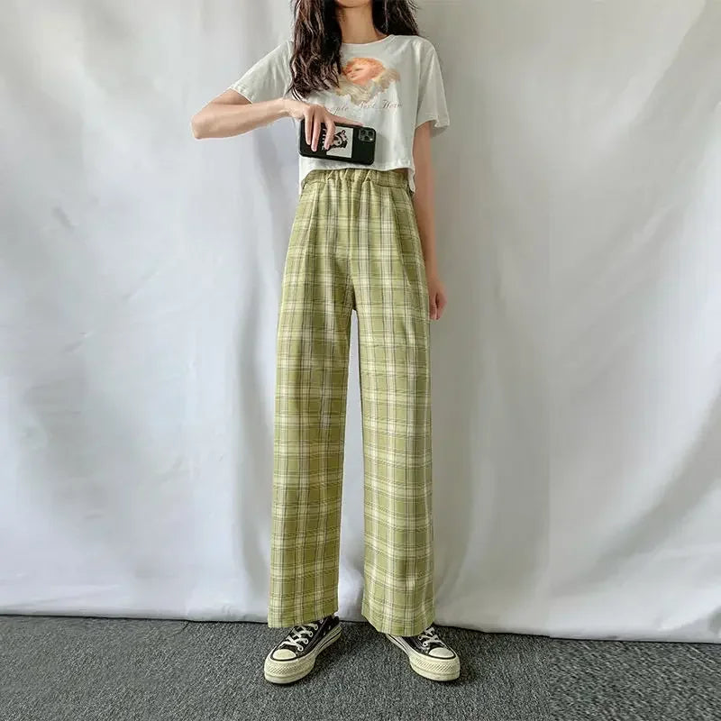 Winter Pants - Plush Lined Plaid Loungewear Pants for Women