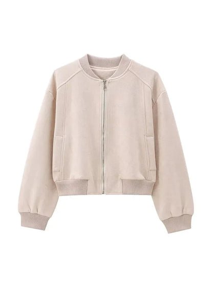 Women Bomber Jackets - City Sleek Microfiber Bomber