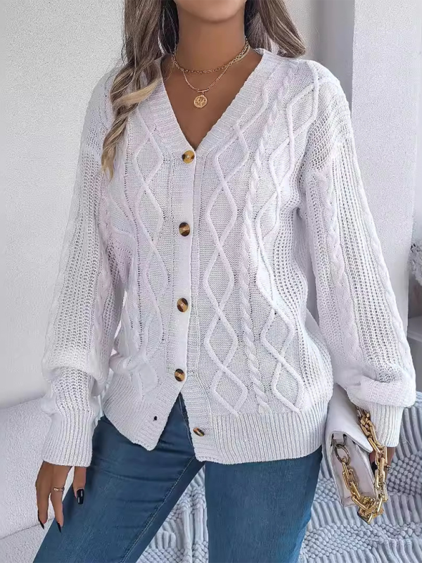 Women Cardigans - Cozy Cable Knit Cardigan Autumn Layering