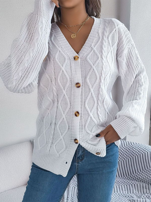 Women Cardigans - Cozy Cable Knit Cardigan Autumn Layering