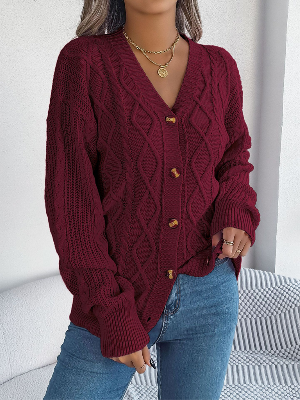 Women Cardigans - Cozy Cable Knit Cardigan Autumn Layering