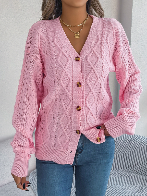 Women Cardigans - Cozy Cable Knit Cardigan Autumn Layering