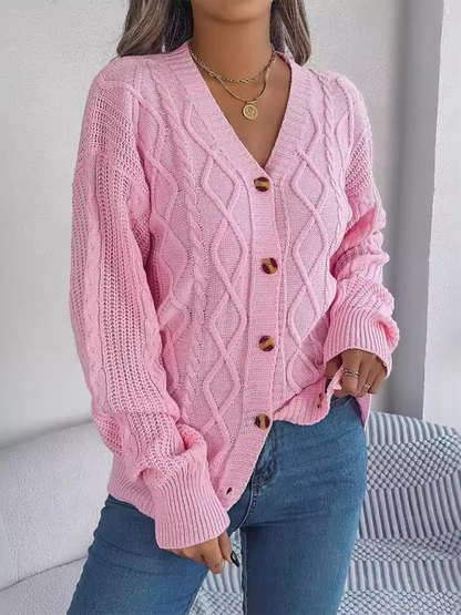 Women Cardigans - Cozy Cable Knit Cardigan Autumn Layering