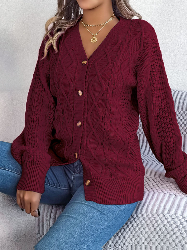 Women Cardigans - Cozy Cable Knit Cardigan Autumn Layering