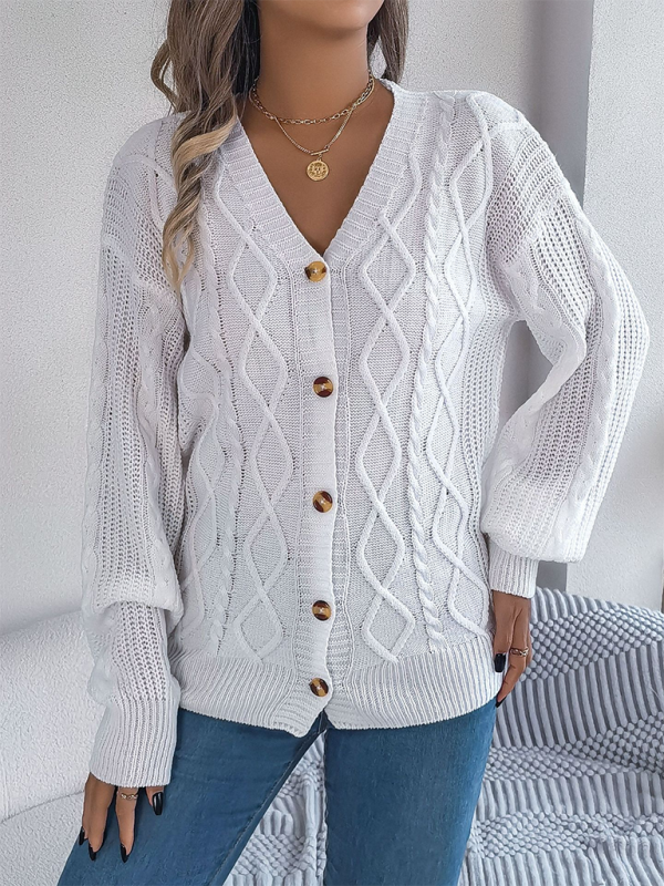 Women Cardigans - Cozy Cable Knit Cardigan Autumn Layering