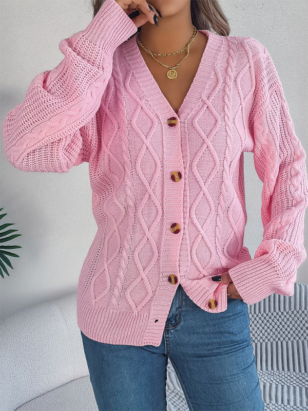 Women Cardigans - Cozy Cable Knit Cardigan Autumn Layering