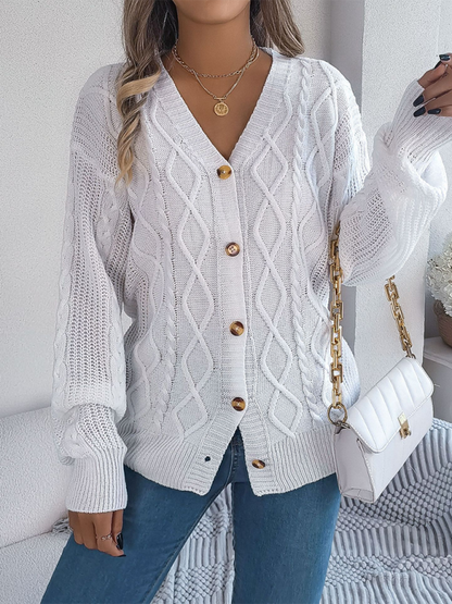 Women Cardigans - Cozy Cable Knit Cardigan Autumn Layering