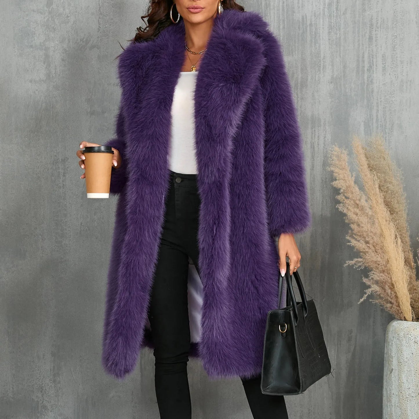 Women Coats and Jackets - Luxy Mid Faux Fur Coat