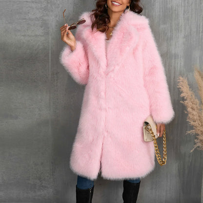 Women Coats and Jackets - Luxy Mid Faux Fur Coat