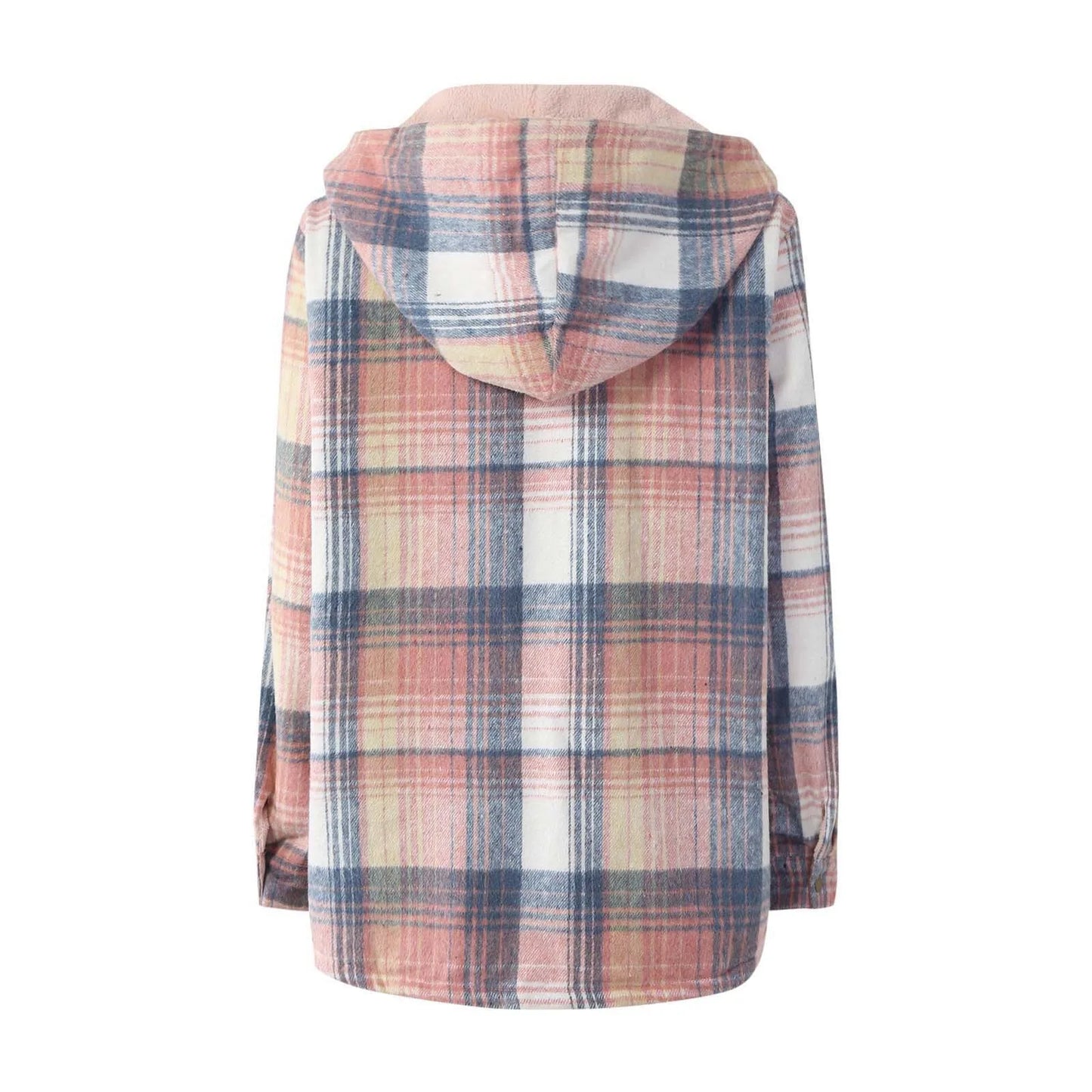 Women Coats and Jackets - Snap-Up Plaid Shacket with Warm Lining