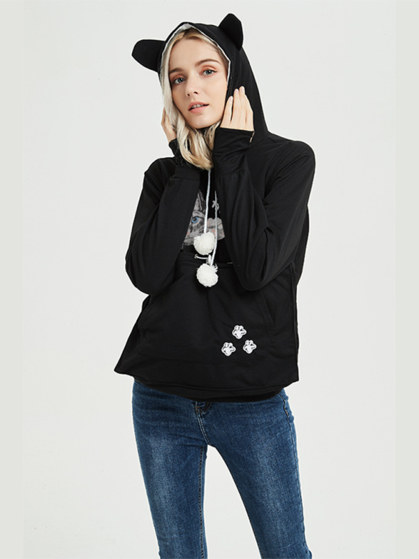 Women Hoodies - Purr-fectly Cute Cat-Themed Hoodie with Ears