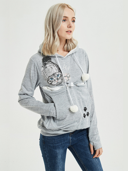 Women Hoodies - Purr-fectly Cute Cat-Themed Hoodie with Ears