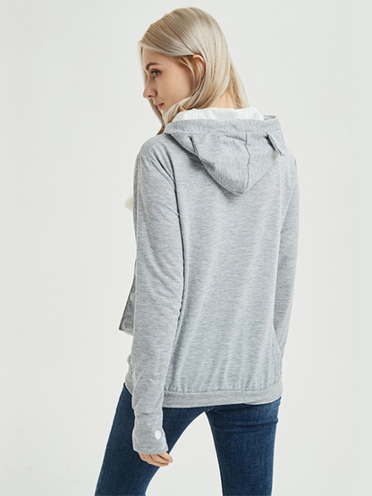 Women Hoodies - Purr-fectly Cute Cat-Themed Hoodie with Ears