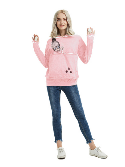 Women Hoodies - Purr-fectly Cute Cat-Themed Hoodie with Ears