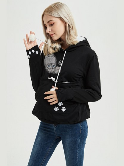 Women Hoodies - Purr-fectly Cute Cat-Themed Hoodie with Ears