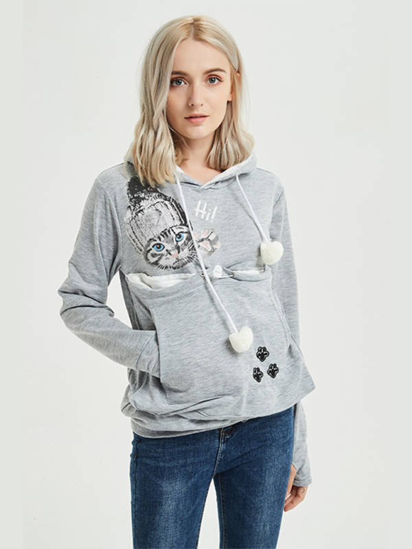 Women Hoodies - Purr-fectly Cute Cat-Themed Hoodie with Ears