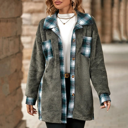 Women Shackets - Autumn Whisper Plaid Teddy Coat