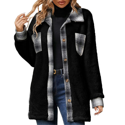 Women Shackets - Autumn Whisper Plaid Teddy Coat