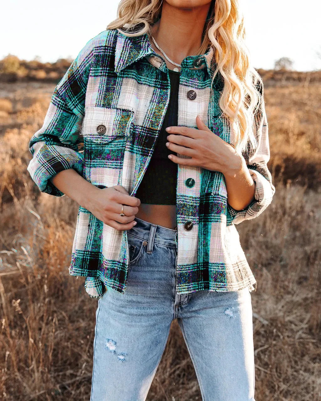 Women Shackets - Classic Plaid Flannel Shacket for A True Country Look