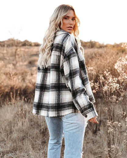 Women Shackets - Classic Plaid Flannel Shacket for A True Country Look