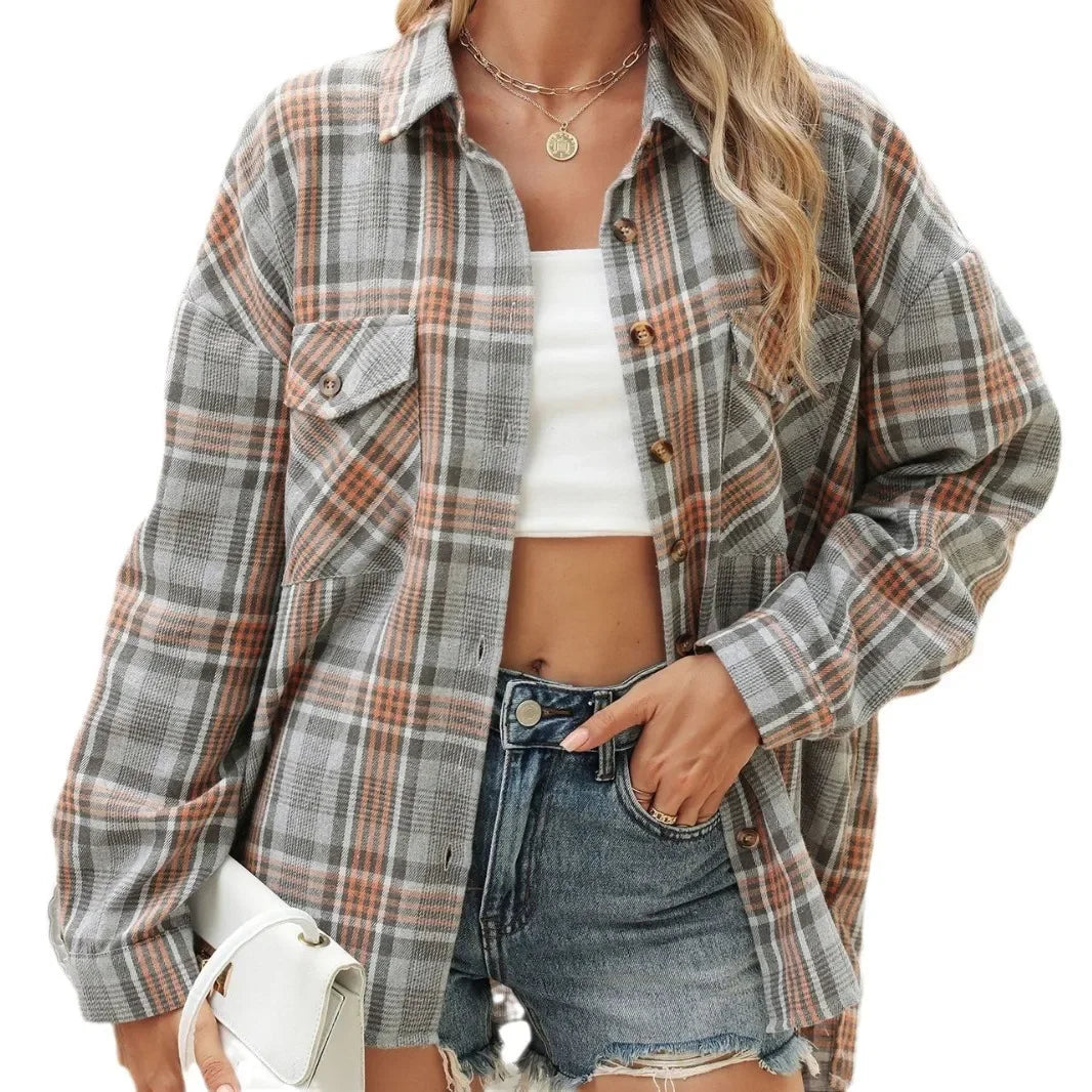 Women Shackets - Laid-back Layers Plaid Shacket