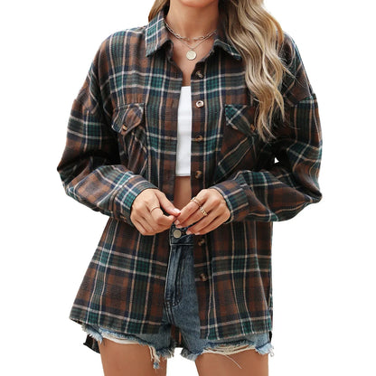 Women Shackets - Laid-back Layers Plaid Shacket