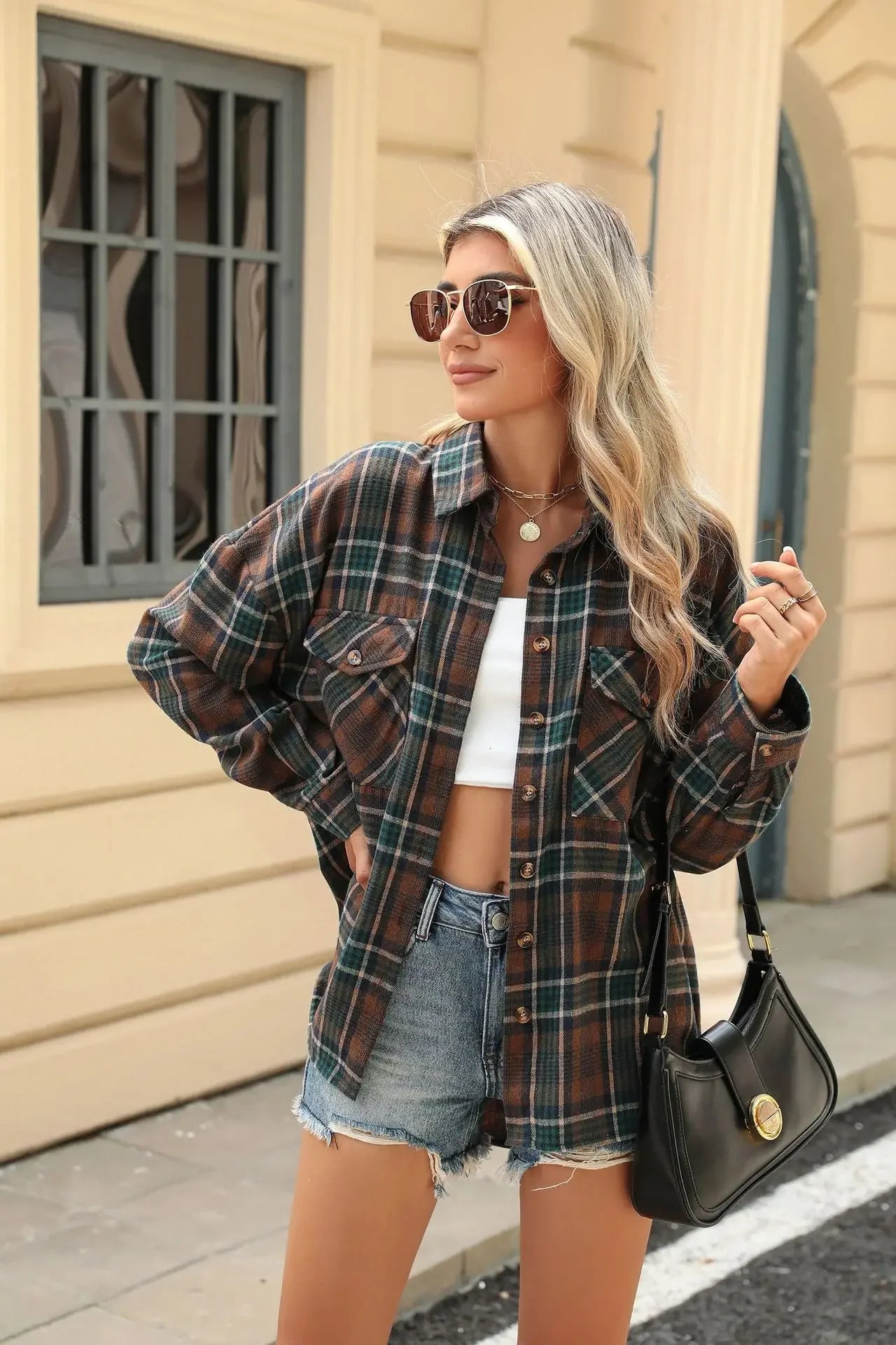 Women Shackets - Laid-back Layers Plaid Shacket