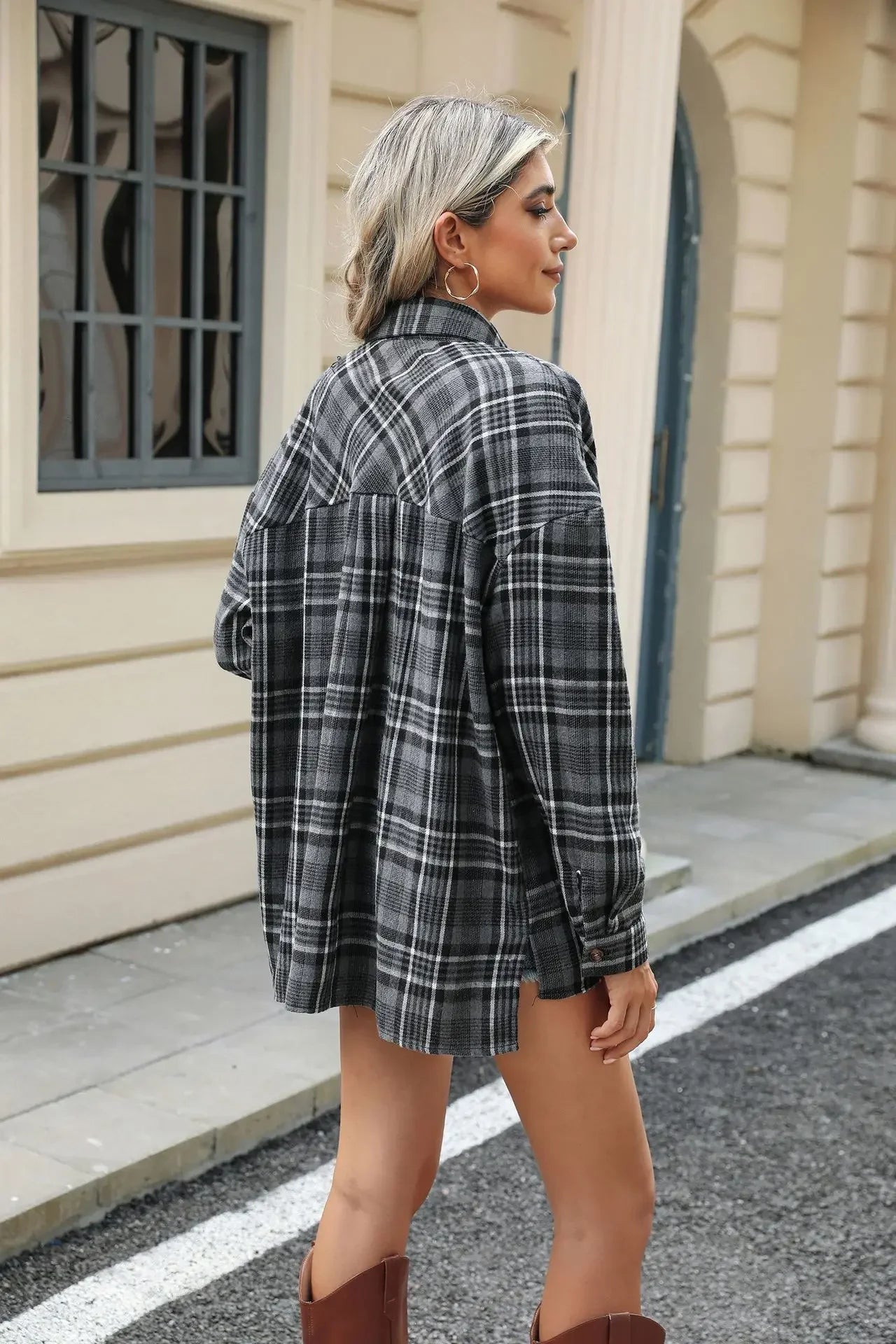 Women Shackets - Laid-back Layers Plaid Shacket