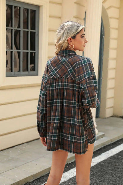 Women Shackets - Laid-back Layers Plaid Shacket