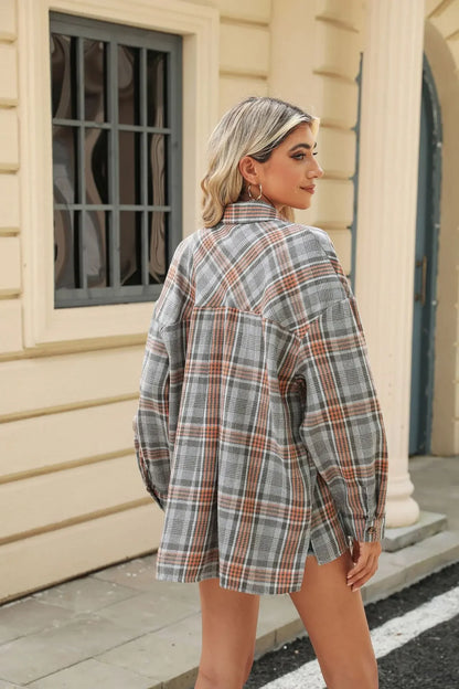 Women Shackets - Laid-back Layers Plaid Shacket