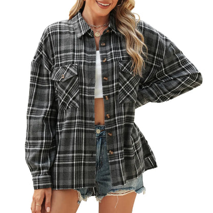 Women Shackets - Laid-back Layers Plaid Shacket