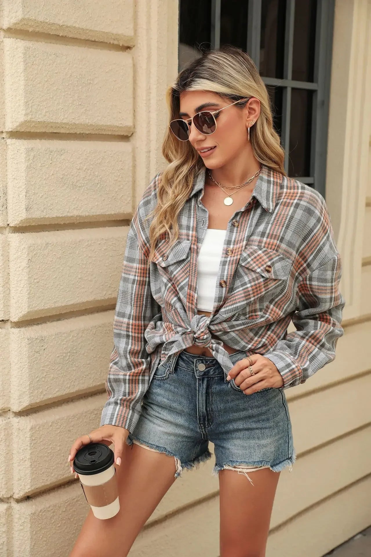 Women Shackets - Laid-back Layers Plaid Shacket