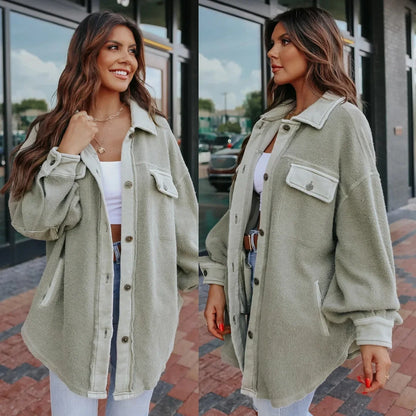 Women Shackets - Oversized Urban Sherpa Layering Shacket