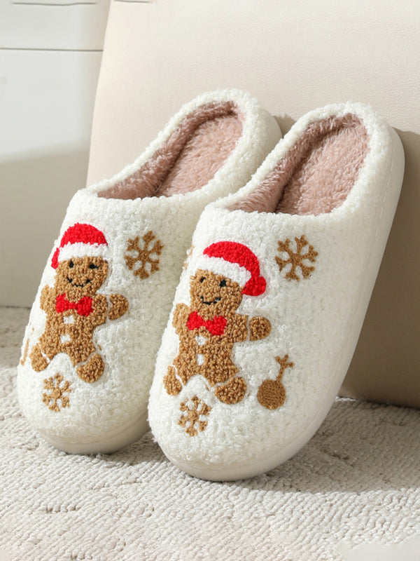 Women Shoes - Plush Christmas Gingerbread Indoor Slippers