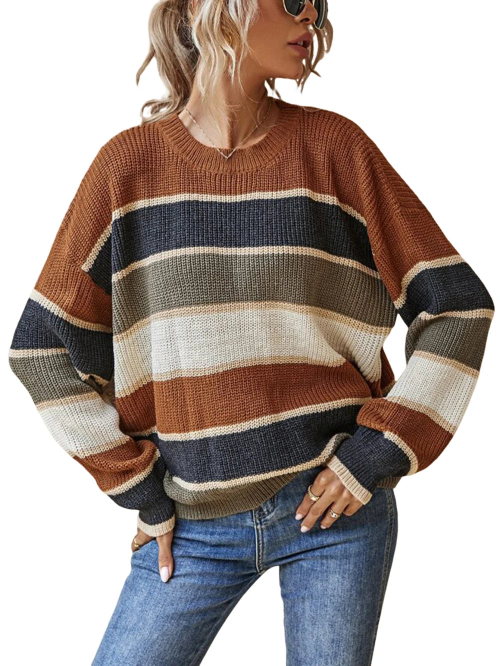 Women Sweaters - Casual Striped Autumn Knitted Sweater