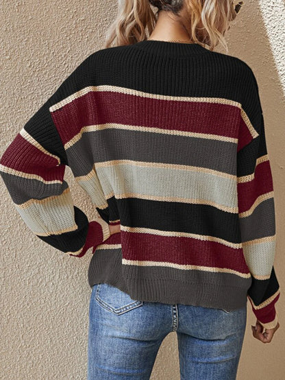 Women Sweaters - Casual Striped Autumn Knitted Sweater