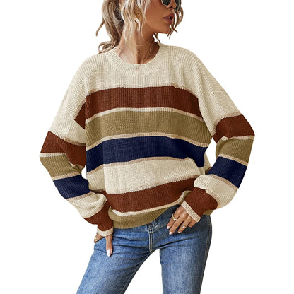 Women Sweaters - Casual Striped Autumn Knitted Sweater