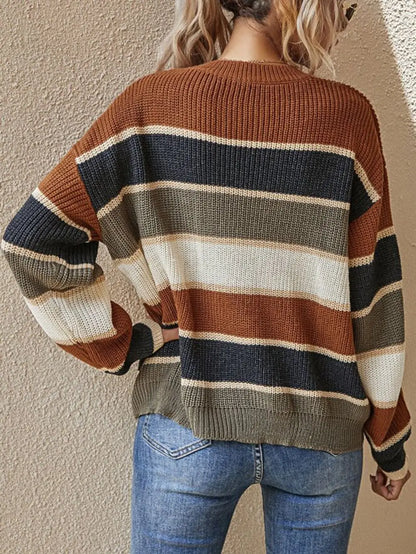 Women Sweaters - Casual Striped Autumn Knitted Sweater