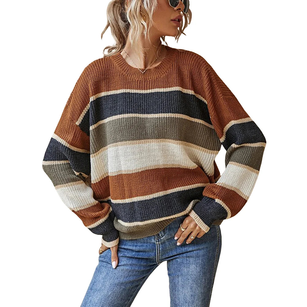 Women Sweaters - Casual Striped Autumn Knitted Sweater