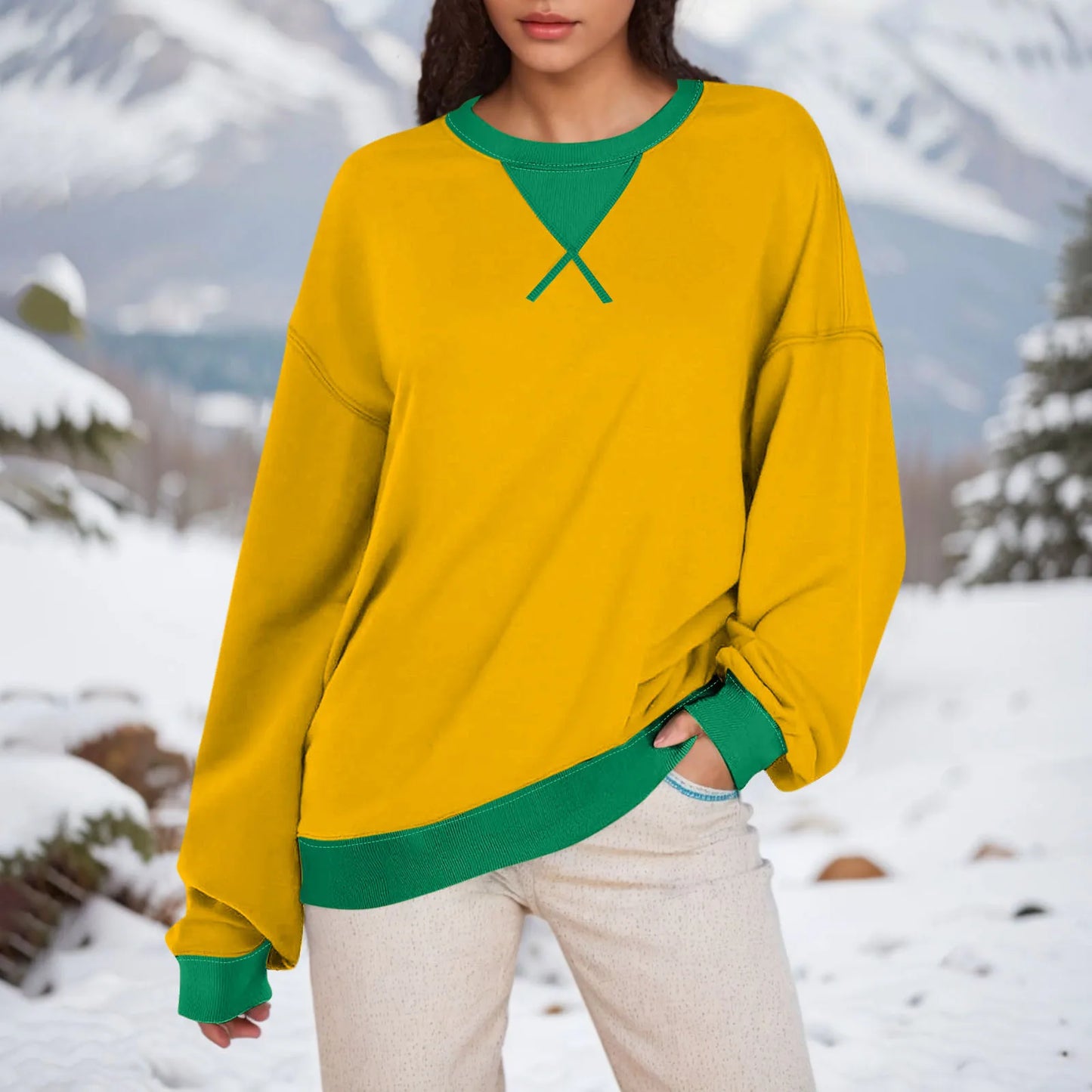 Women Sweaters- Comfy Oversized Pullover with Stylish Ribbed Trim 🎨