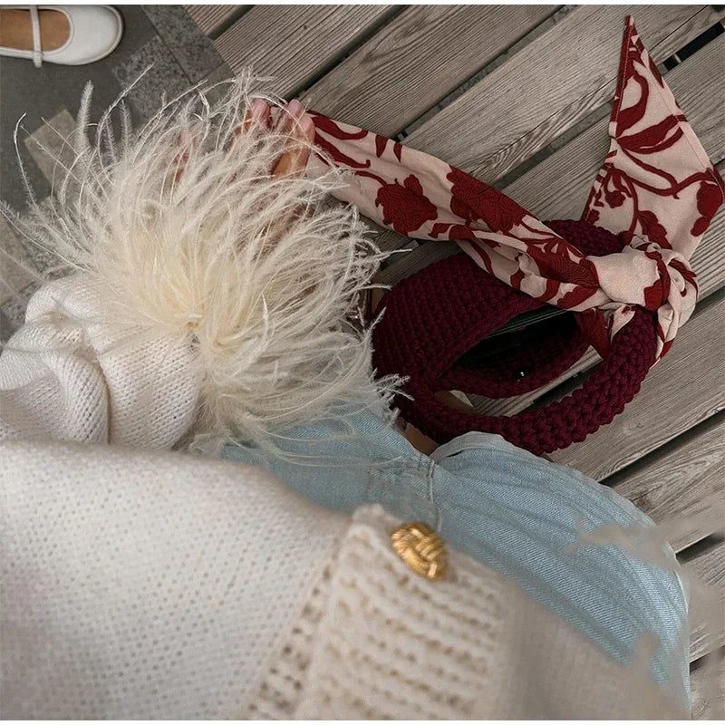 Women Sweaters- Feather Cuff Knit Sweater – Perfect for Autumn Casuals