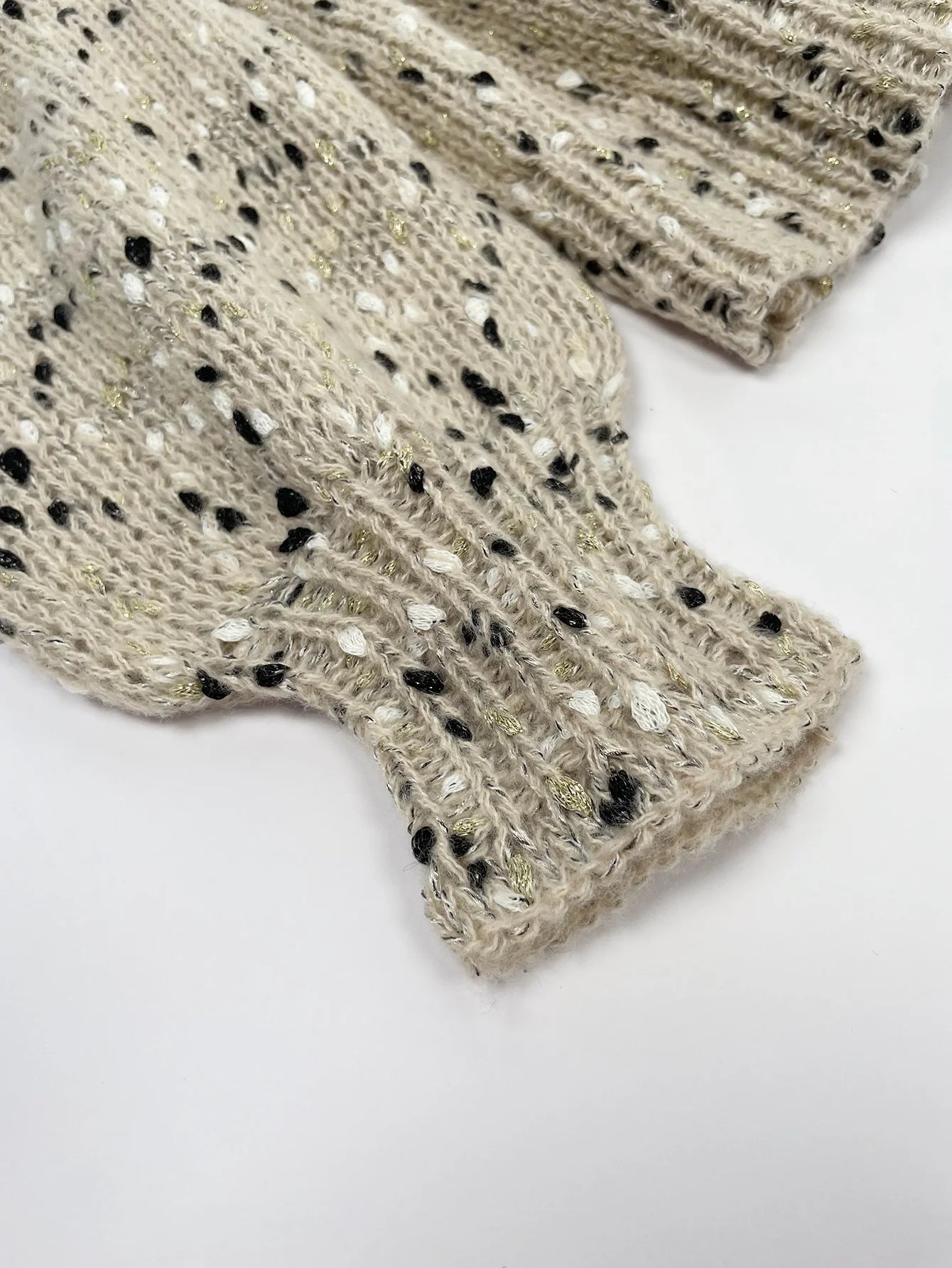 Women Sweaters - Golden Yarn & Freckles Rib Knit Sweaters