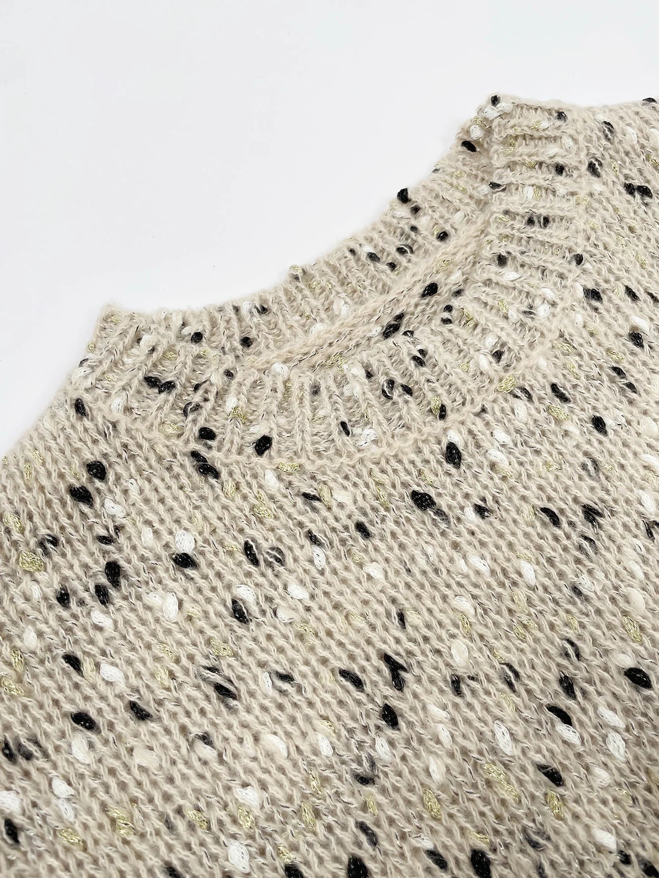 Women Sweaters - Golden Yarn & Freckles Rib Knit Sweaters